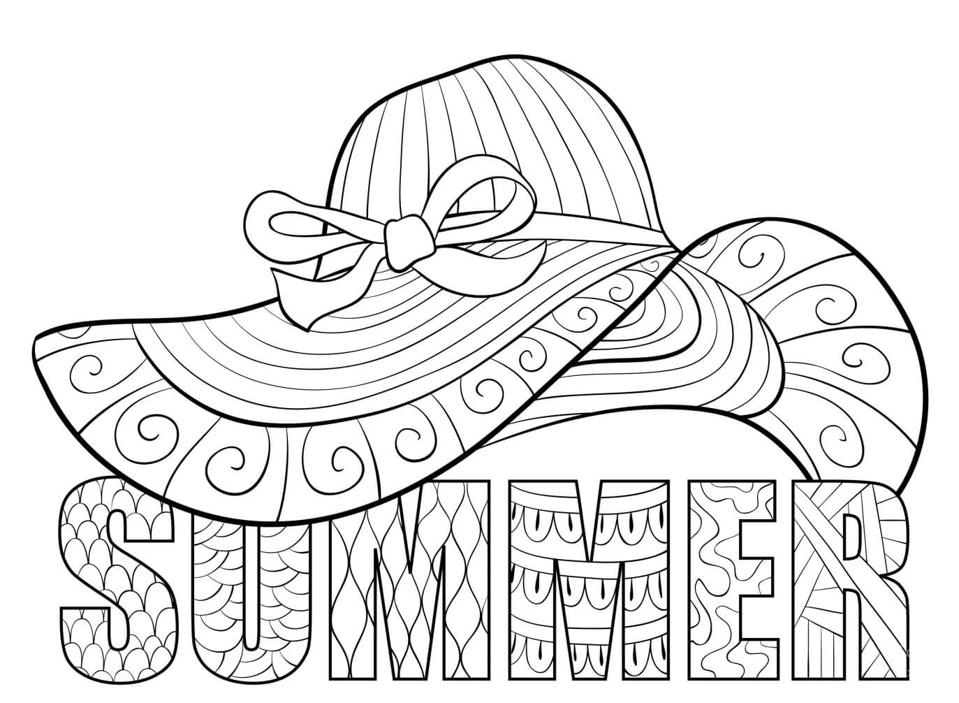 Coloring page hat welcomes summer